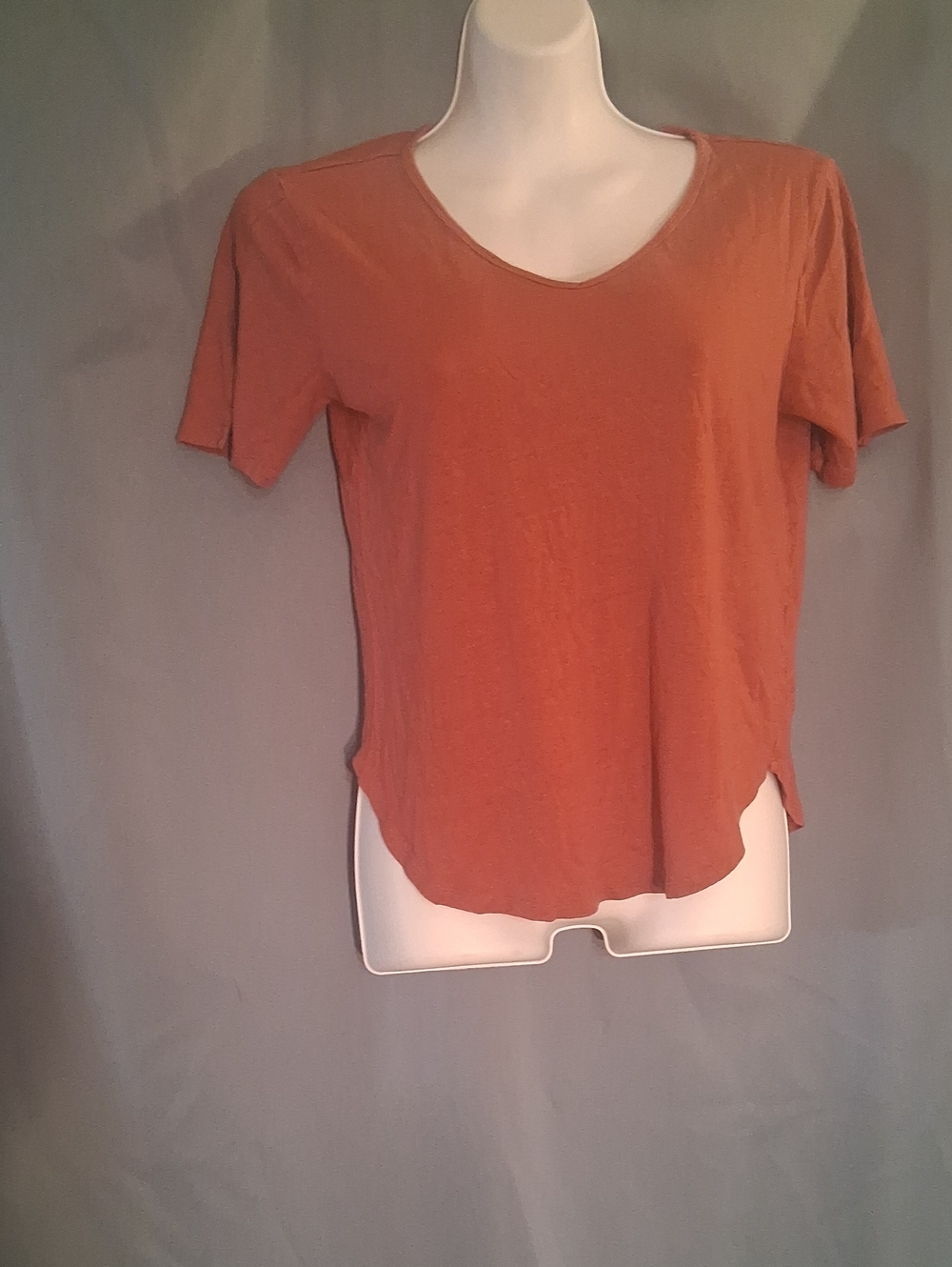 Women's Rust Orange Short Sleeve Scoop Neck Top